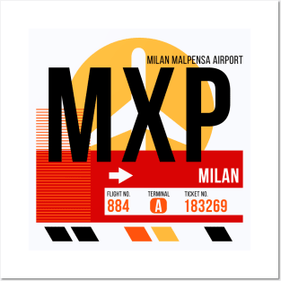 Milan (MXP) Airport // Sunset Baggage Tag Posters and Art